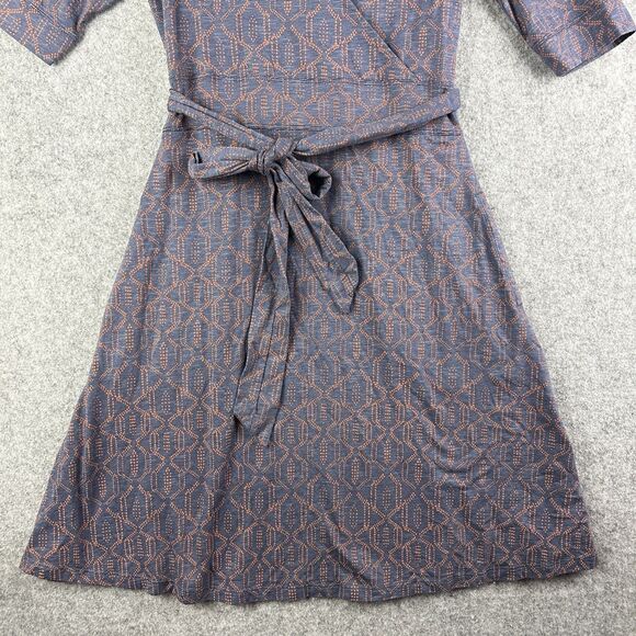 Toad & Co Cue Wrap Cafe Dress Womens S Geometric Organic Blend Travel Stretch* - Picture 3 of 16